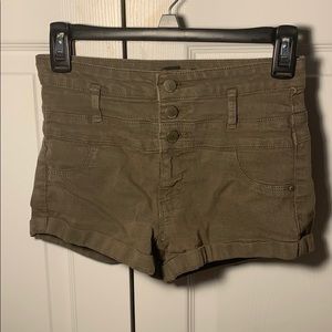 army green denim shorts
